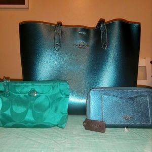 Coach Tote Metallic Viridian